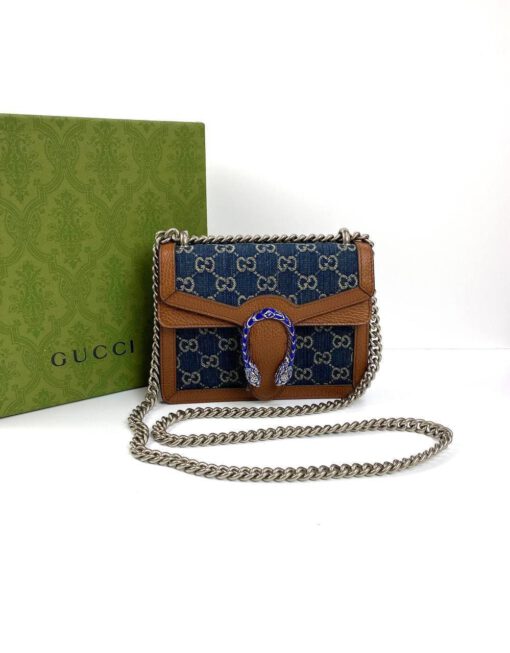 Женская сумка Gucci Dionysus 20/15/5 см коричнево-синяя премиум-люкс - фото 7