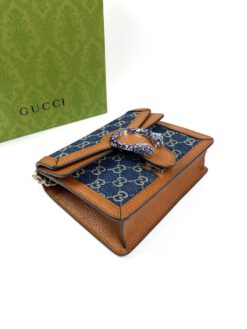 Женская сумка Gucci Dionysus 20/15/5 см коричнево-синяя премиум-люкс