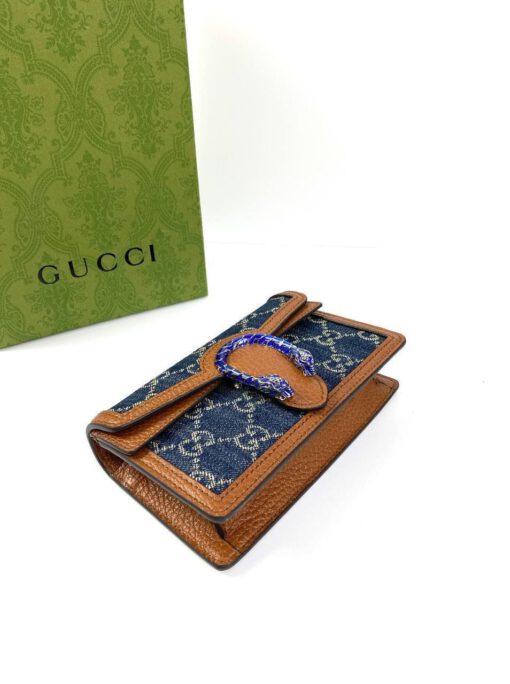 Женская сумка Gucci Dionysus 16/10/4 коричнево-синяя премиум-люкс - фото 3