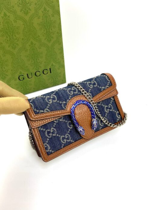 Женская сумка Gucci Dionysus 16/10/4 коричнево-синяя премиум-люкс - фото 4