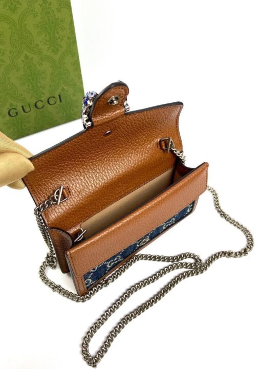 Женская сумка Gucci Dionysus 16/10/4 коричнево-синяя премиум-люкс - фото 6