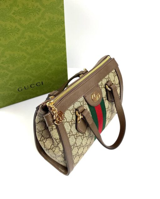Женская сумка Gucci Ophidia 24/20/10 коричнево-бежевая с рисунком - фото 5
