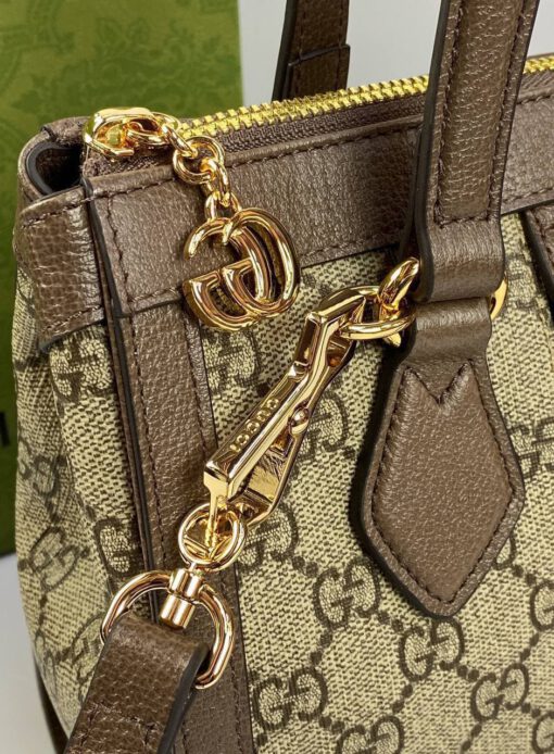 Женская сумка Gucci Ophidia 24/20/10 коричнево-бежевая с рисунком - фото 3