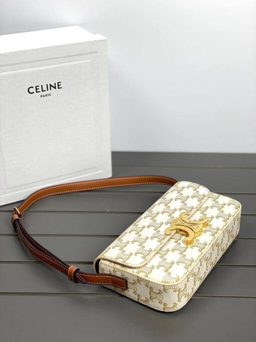 Женская сумочка на плечо Celine Triomphe белая премиум-люкс 20/10/4 см - фото 3