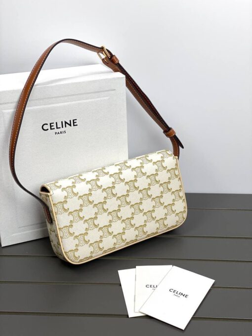 Женская сумочка на плечо Celine Triomphe белая премиум-люкс 20/10/4 см - фото 4