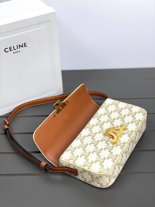 Женская сумочка на плечо Celine Triomphe белая премиум-люкс 20/10/4 см - фото 6