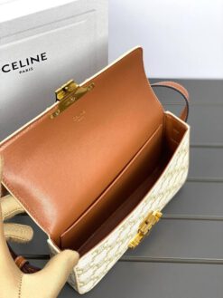 Женская сумочка на плечо Celine Triomphe белая премиум-люкс 20/10/4 см