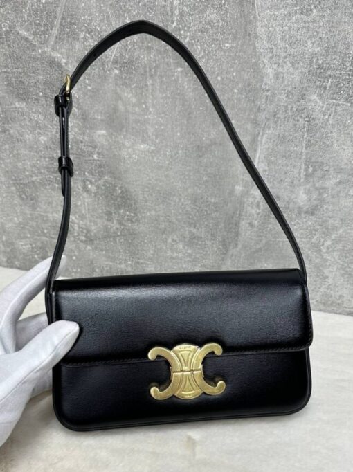 Женская сумочка на плечо Celine Claude Triomphe чёрная премиум-люкс 20/10/4 см - фото 1