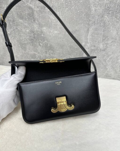 Женская сумочка на плечо Celine Claude Triomphe чёрная премиум-люкс 20/10/4 см - фото 3