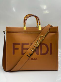 Женская кожаная сумка Fendi 83279 коричневая 40/34/21 коллекция 2021-2022