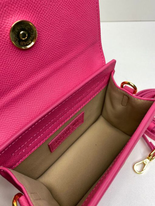 Женская маленькая кожаная сумка Jacquemus Le Chiquito ярко-розовая 17/13 см - фото 2