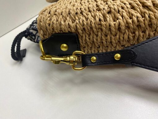 Женская сумка-корзина Dior из ротанга бежевая 38/24/7 см - фото 6