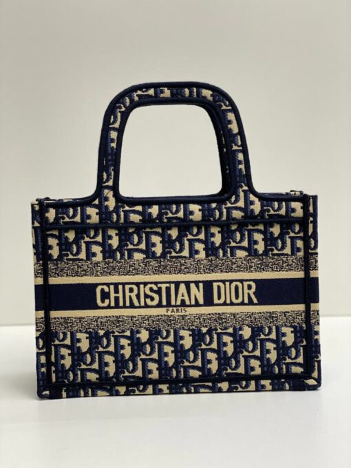 Женская сумка-шоппер Dior тканевая с рисунком-монограммой 27/19/10 см A83247 - фото 1