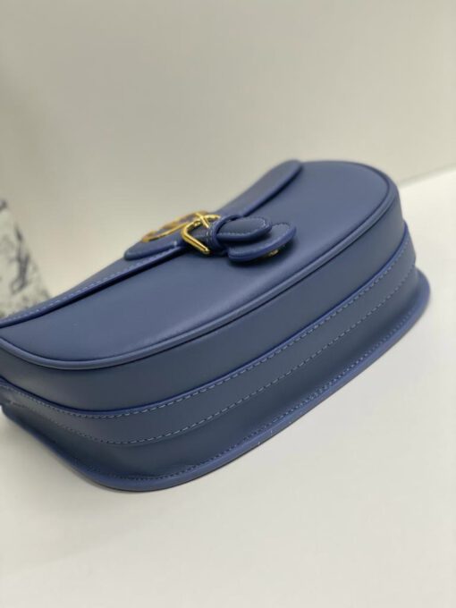 Женская кожаная сумка Dior Bobby синяя 23/17/7 см коллекция 2021-2022 - фото 3