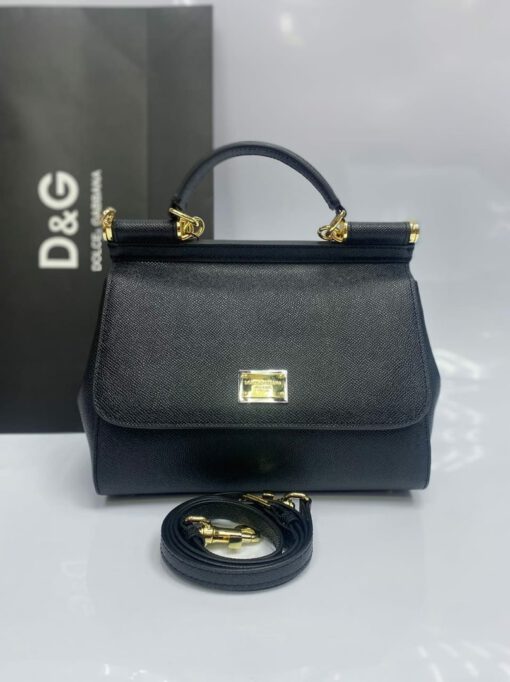 Женская кожаная сумка Dolce & Gabbana чёрная 25/17/13 см - фото 1