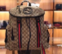 Рюкзак Gucci из канвы бежевый с рисунком-монограммой 43/32 см