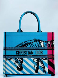 Женская сумка Dior Book Tote большая тканевая гобелен Зебра 42/31/16 см премиум - фото 5