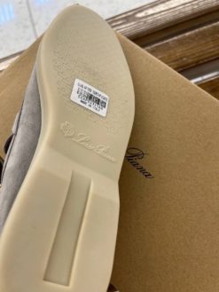 Лоферы женские замшевые Лоро Пиано светло-серые Premium A91477