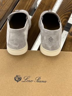 Лоферы женские замшевые Лоро Пиано светло-серые Premium A91477