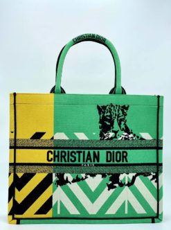 Женская сумка Dior Book Tote большая тканевая гобелен Леопард 42/31/16 см премиум