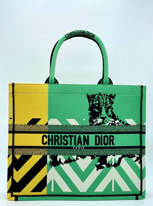Женская сумка Dior Book Tote большая тканевая гобелен Леопард 42/31/16 см премиум - фото 1