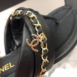 Шлепанцы женские Chanel кожаные G32210 премиум черные