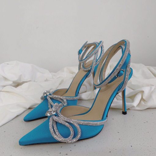 Туфли-босоножки женские Mach & Mach премиум-люкс голубые - фото 2