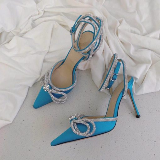 Туфли-босоножки женские Mach & Mach премиум-люкс голубые - фото 3