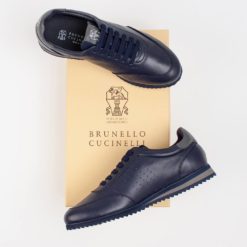 Мужские кроссовки Brunello Cucinelli Full-Grain Leather Dark Blue