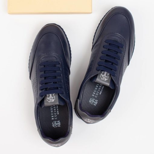 Мужские кроссовки Brunello Cucinelli Full-Grain Leather Dark Blue - фото 3