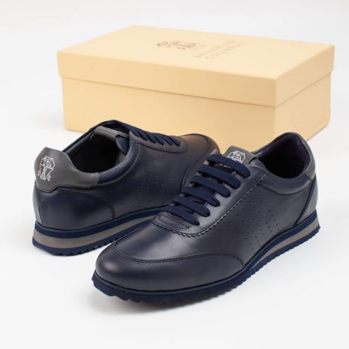 Мужские кроссовки Brunello Cucinelli Full-Grain Leather Dark Blue - фото 2