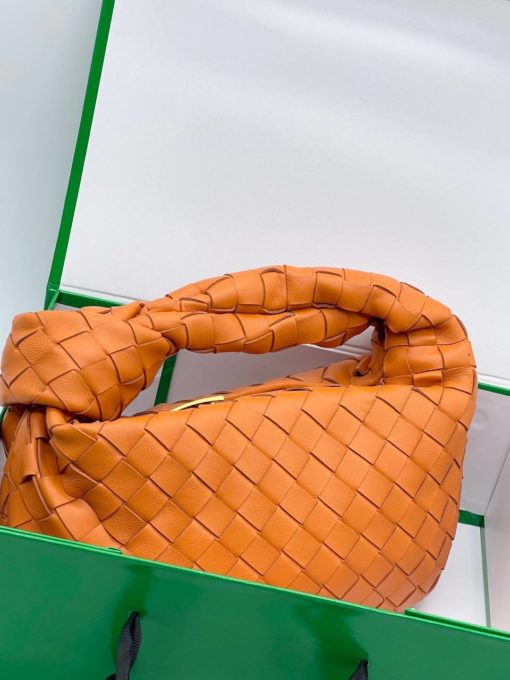 Женская кожаная сумка Bottega Veneta Mini Jodie 29/15 см оранжевая - фото 3