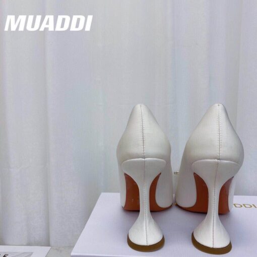 Туфли-босоножки женские кожаные Amina Muaddi M94905 белые премиум-люкс - фото 3