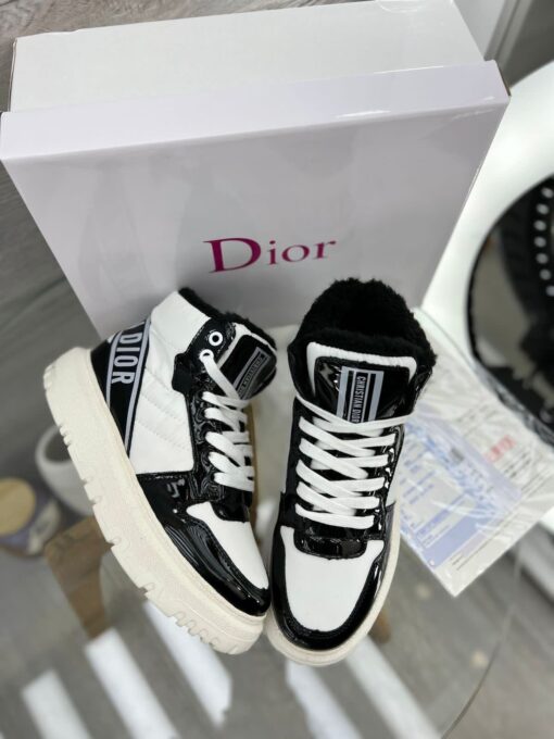 Кроссовки Dior D-Player Fur White Black - фото 1