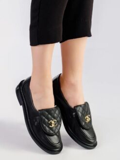Туфли-лоферы Chanel кожаные H95096 чёрные