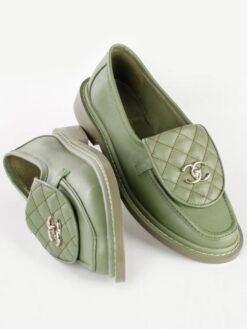 Туфли-лоферы Chanel кожаные H95108 хаки - фото 5