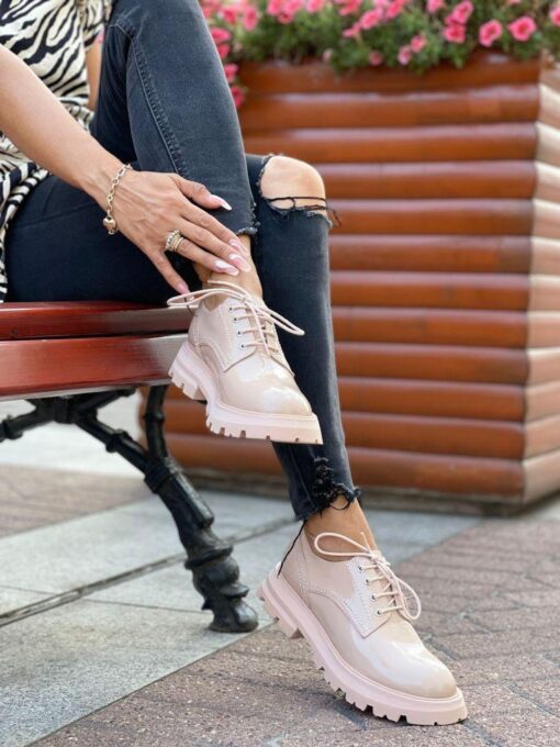 Туфли-дерби женские Alexander McQueen лакированные розовые - фото 2
