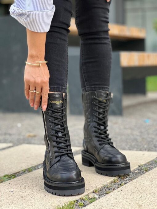Ботинки женские Christian Dior Cannage чёрные - фото 4