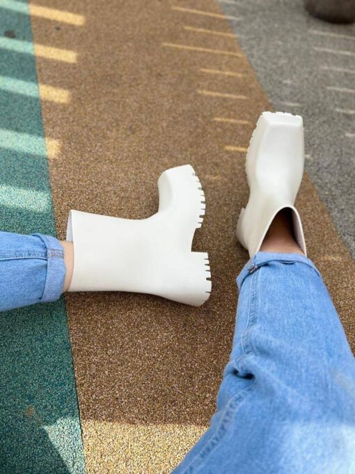 Резиновые сапоги Balenciaga Trooper Rubber Boots White - фото 3