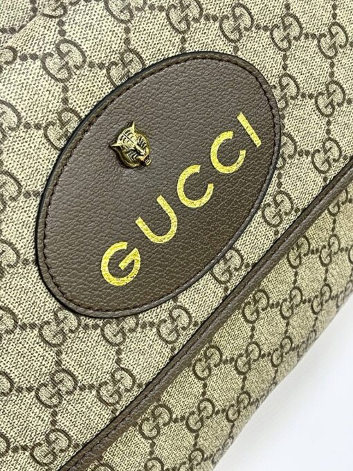 Женская сумка Gucci из канвы с кожаной окантовкой 22/17 см - фото 2