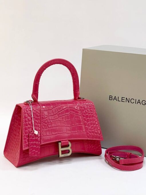 Женская кожаная сумка Balenciaga Hourglass красная 23/14 см - фото 1