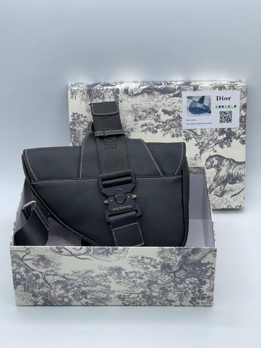 Кожаная сумка Christian Dior Saddle Unisex BA12553-1 черная 27/20/5 см - фото 7