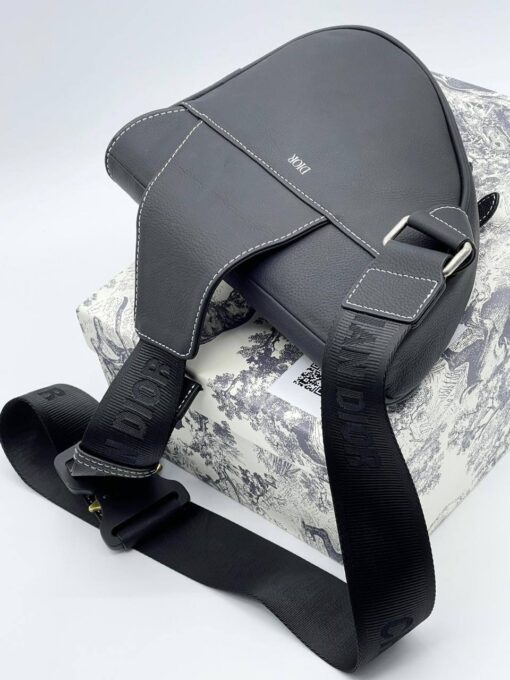 Кожаная сумка Christian Dior Saddle Unisex BA12553-1 черная 27/20/5 см - фото 3