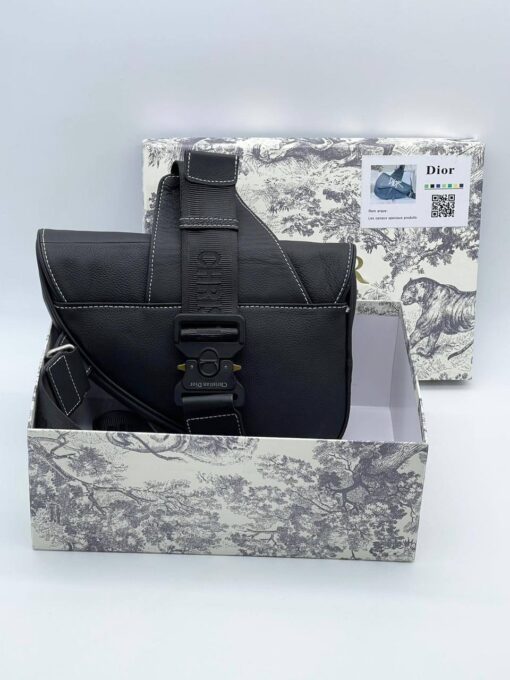 Кожаная сумка Christian Dior Saddle Unisex BA12553-2 черная 27/20/5 см - фото 4