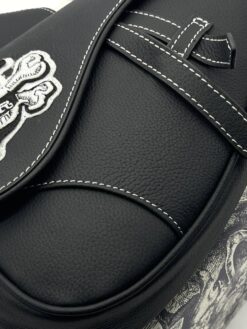 Кожаная сумка Christian Dior Saddle Unisex BA12553-2 черная 27/20/5 см