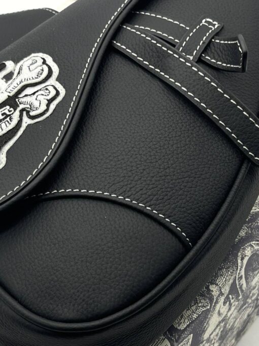 Кожаная сумка Christian Dior Saddle Unisex BA12553-2 черная 27/20/5 см - фото 2