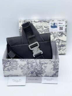 Кожаная сумка Christian Dior Saddle Unisex BA12553-3 черная 27/20/5 см