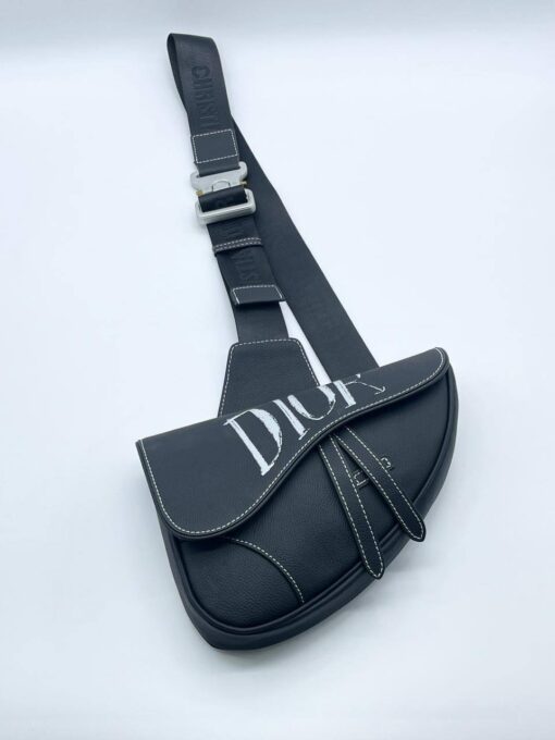Кожаная сумка Christian Dior Saddle Unisex BA12553-3 черная 27/20/5 см - фото 1
