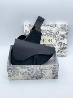 Кожаная сумка Christian Dior Saddle Unisex BA12553-4 черная 27/20/5 см