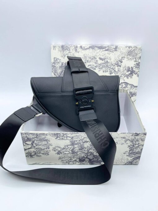 Кожаная сумка Christian Dior Saddle Unisex BA12553-4 черная 27/20/5 см - фото 3